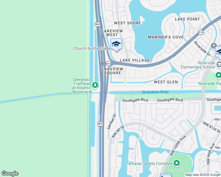 map of restaurants, bars, coffee shops, grocery stores, and more near 12485 Southwest 1st Street in Coral Springs