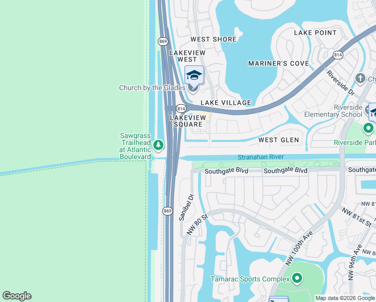 map of restaurants, bars, coffee shops, grocery stores, and more near 12485 Southwest 1st Street in Coral Springs