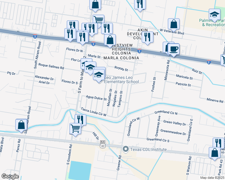 map of restaurants, bars, coffee shops, grocery stores, and more near 509 Nogales Street in Mission