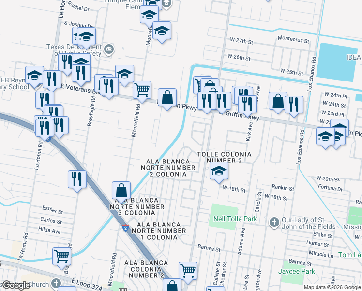 map of restaurants, bars, coffee shops, grocery stores, and more near 1913 Dolores Del Rio Avenue in Mission