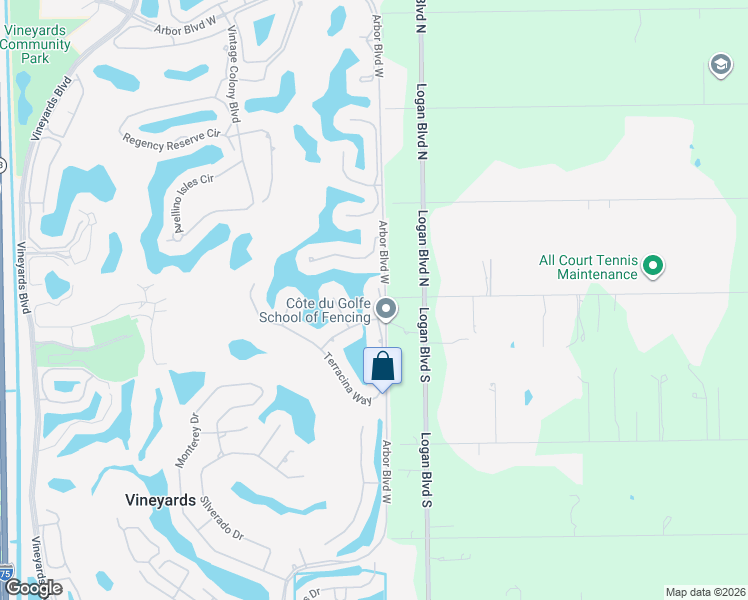 map of restaurants, bars, coffee shops, grocery stores, and more near 527 Terracina Way in Naples