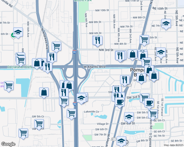 map of restaurants, bars, coffee shops, grocery stores, and more near 512 Southwest 1st Court in Pompano Beach