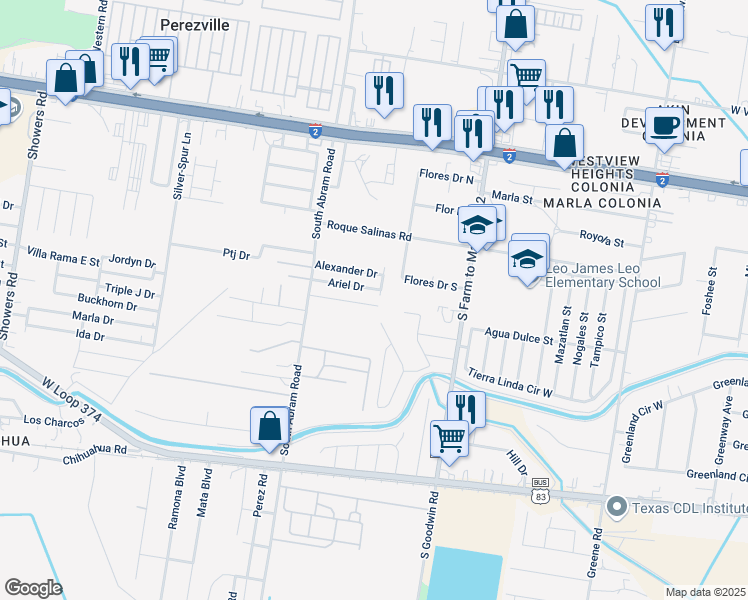 map of restaurants, bars, coffee shops, grocery stores, and more near 2404 Valle Bella Drive in Mission