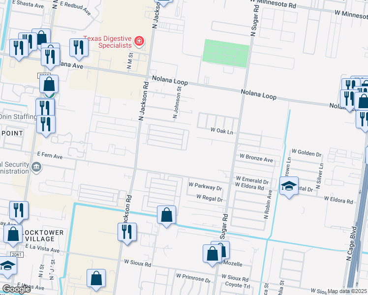 map of restaurants, bars, coffee shops, grocery stores, and more near 3900 Parkplace Avenue in Pharr