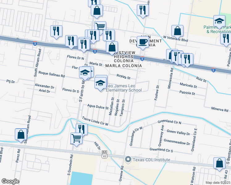 map of restaurants, bars, coffee shops, grocery stores, and more near 509 Nogales Street in Mission