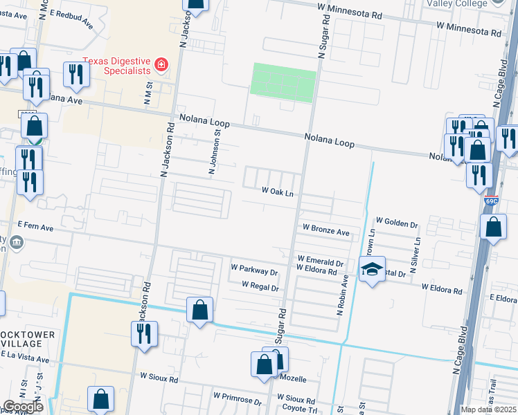 map of restaurants, bars, coffee shops, grocery stores, and more near 1111 West Douglas Drive in Pharr