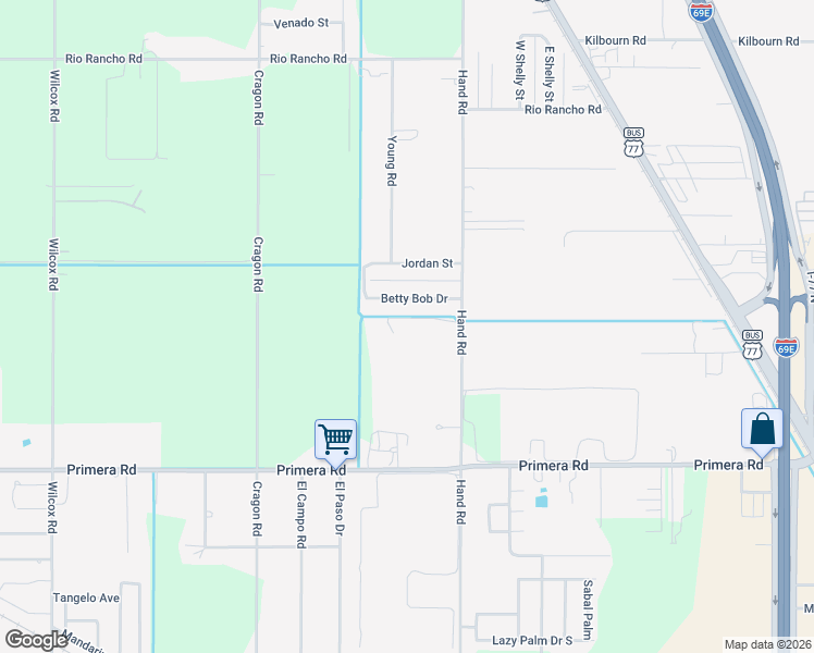 map of restaurants, bars, coffee shops, grocery stores, and more near 17960 Betty Bob Drive in Harlingen