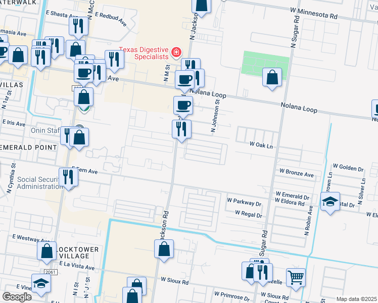 map of restaurants, bars, coffee shops, grocery stores, and more near 1902 Douglas in Pharr
