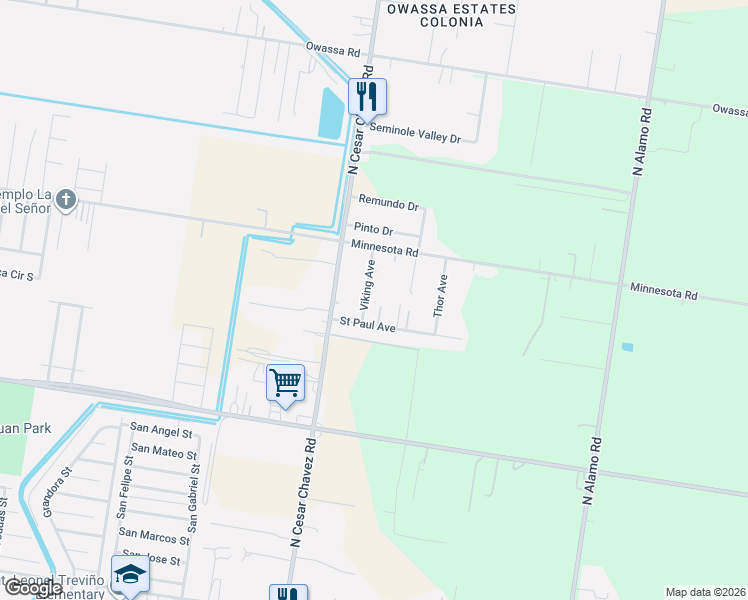 map of restaurants, bars, coffee shops, grocery stores, and more near 1724 Viking Avenue in Alamo