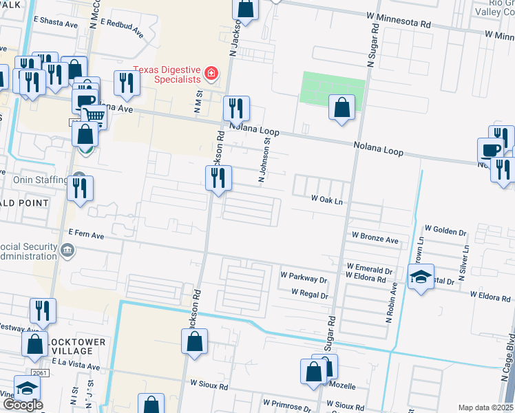 map of restaurants, bars, coffee shops, grocery stores, and more near 1706 Douglas in Pharr