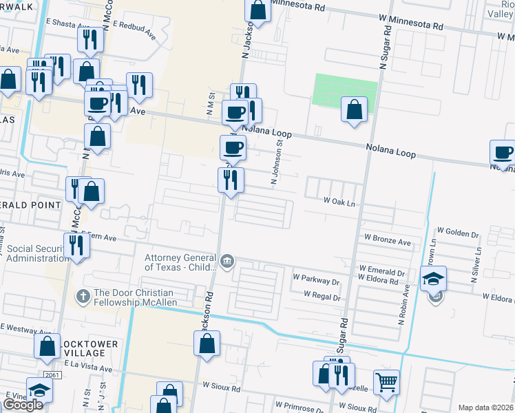 map of restaurants, bars, coffee shops, grocery stores, and more near 1706 Douglas in Pharr