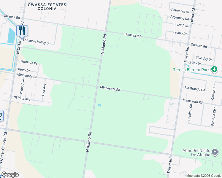 map of restaurants, bars, coffee shops, grocery stores, and more near 1001 Minnesota Road in San Juan