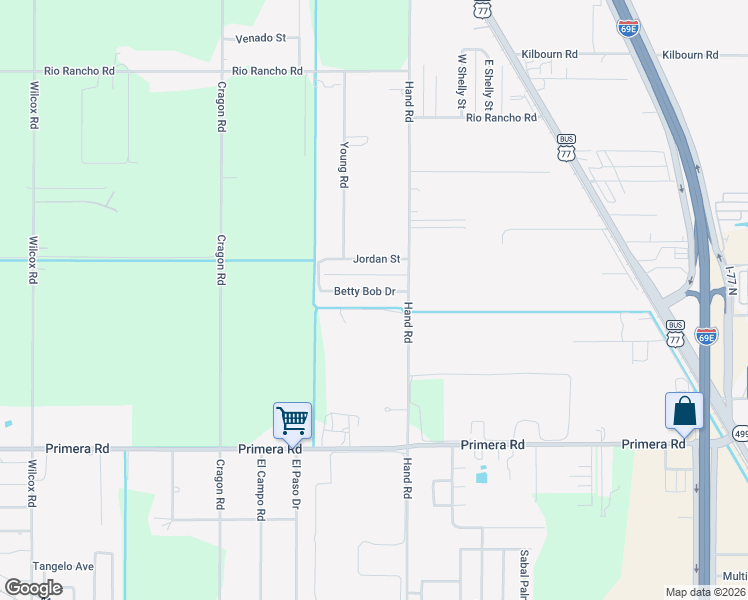 map of restaurants, bars, coffee shops, grocery stores, and more near 17960 Betty Bob Drive in Harlingen