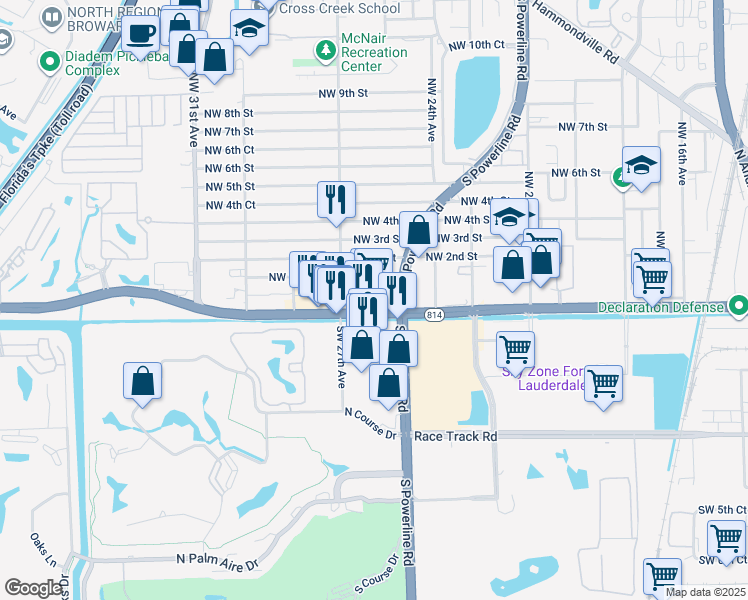 map of restaurants, bars, coffee shops, grocery stores, and more near 2653 West Atlantic Boulevard in Pompano Beach