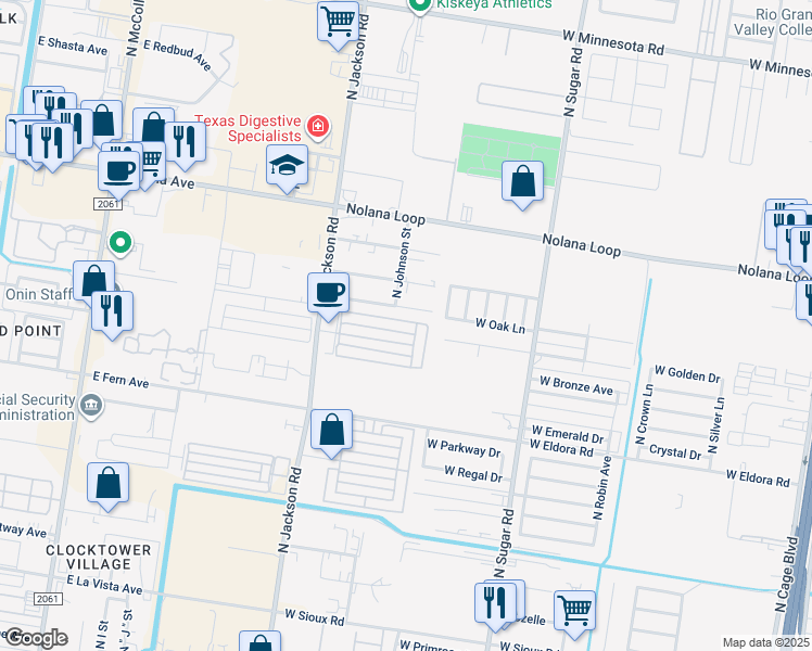 map of restaurants, bars, coffee shops, grocery stores, and more near 1109 West Truman Street in Pharr