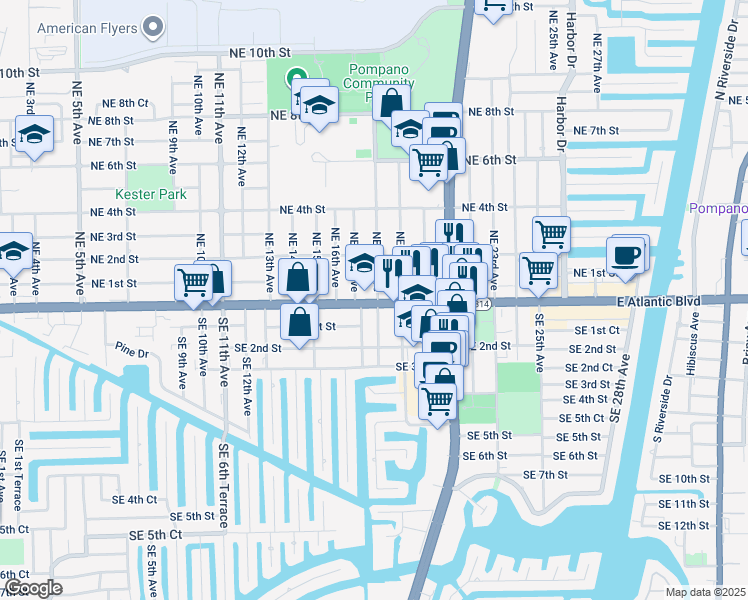 map of restaurants, bars, coffee shops, grocery stores, and more near 1735 Florida 814 in Pompano Beach
