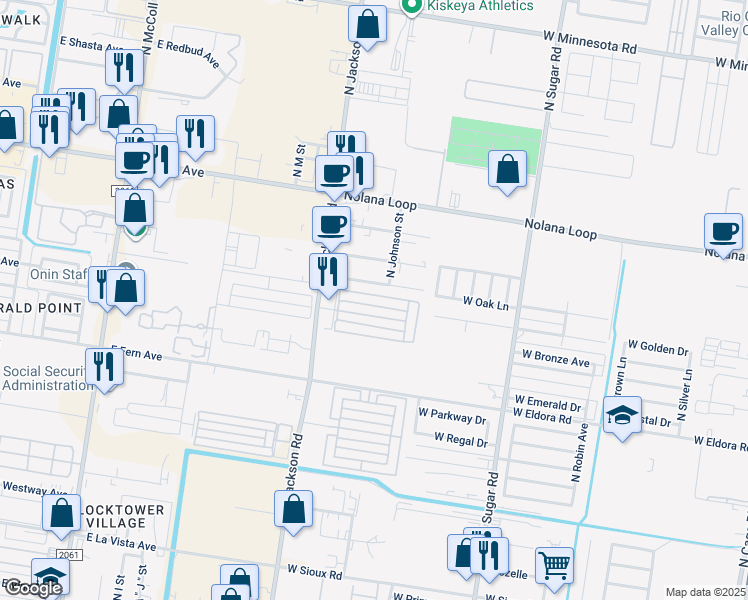 map of restaurants, bars, coffee shops, grocery stores, and more near 1706 Douglas in Pharr