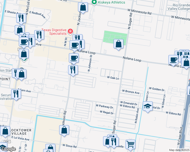 map of restaurants, bars, coffee shops, grocery stores, and more near 1109 West Truman Street in Pharr