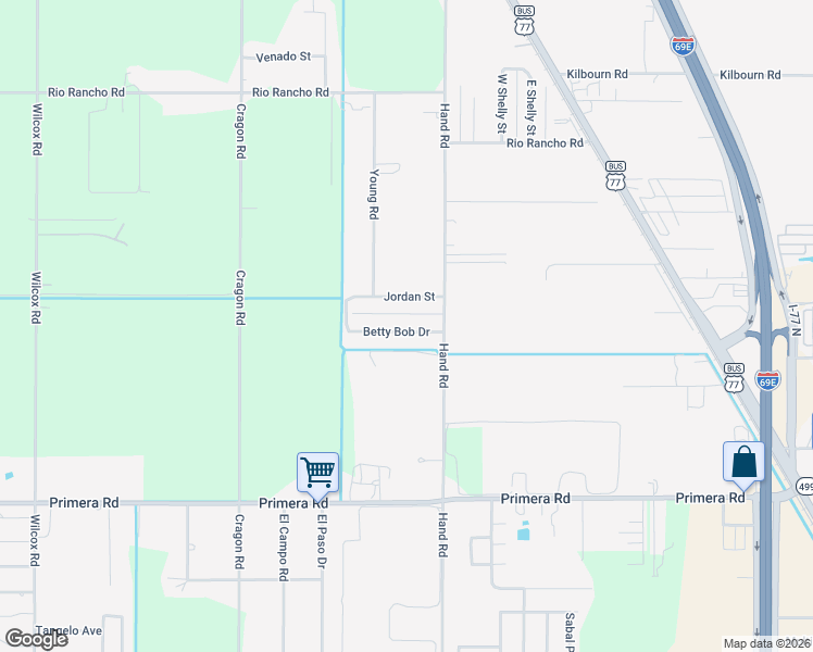 map of restaurants, bars, coffee shops, grocery stores, and more near 17959 Betty Bob Drive in Harlingen