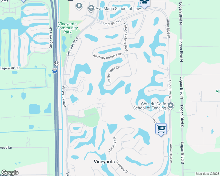 map of restaurants, bars, coffee shops, grocery stores, and more near 562 Avellino Isles Circle in Naples