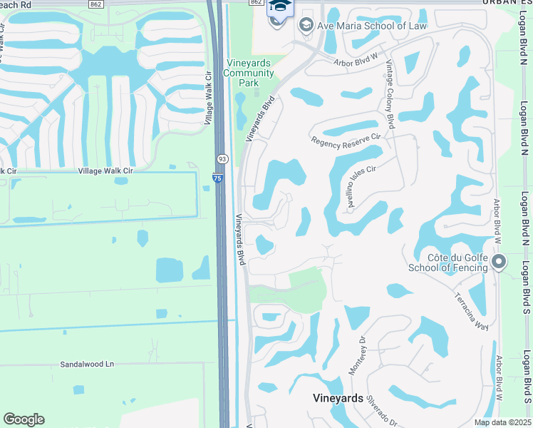 map of restaurants, bars, coffee shops, grocery stores, and more near 600 Vintage Reserve Lane in Naples