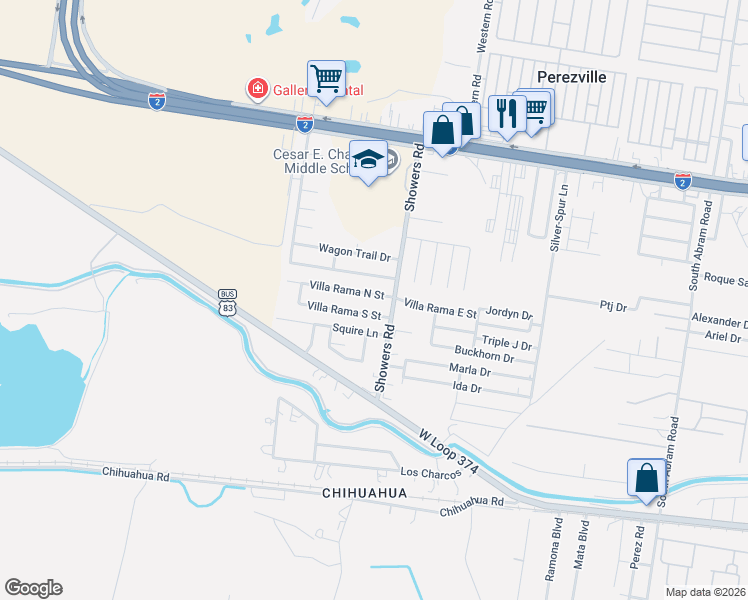 map of restaurants, bars, coffee shops, grocery stores, and more near 7628 Villa Rama South Street in Mission
