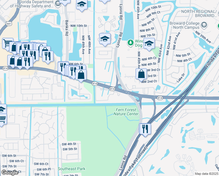 map of restaurants, bars, coffee shops, grocery stores, and more near in Coconut Creek