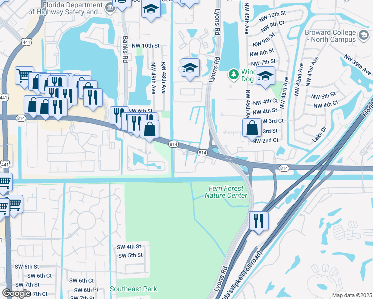 map of restaurants, bars, coffee shops, grocery stores, and more near 4768 West Atlantic Boulevard in Pompano Beach