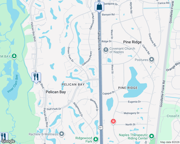 map of restaurants, bars, coffee shops, grocery stores, and more near 836 Tanbark Drive in Naples