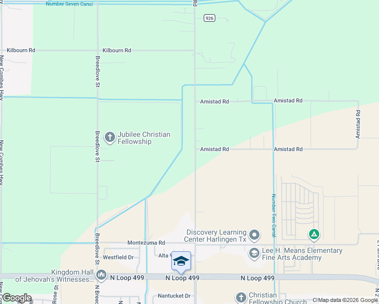 map of restaurants, bars, coffee shops, grocery stores, and more near 22396 Briggs Coleman Rd in Harlingen