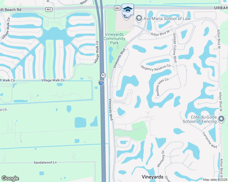map of restaurants, bars, coffee shops, grocery stores, and more near 628 Vintage Reserve Lane in Naples