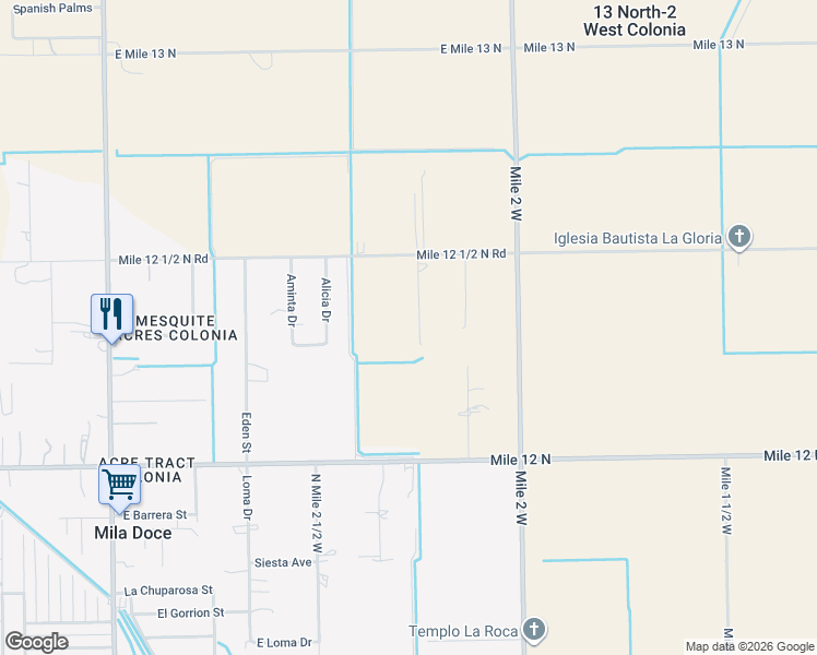 map of restaurants, bars, coffee shops, grocery stores, and more near 7807 Lorena Drive in Mercedes