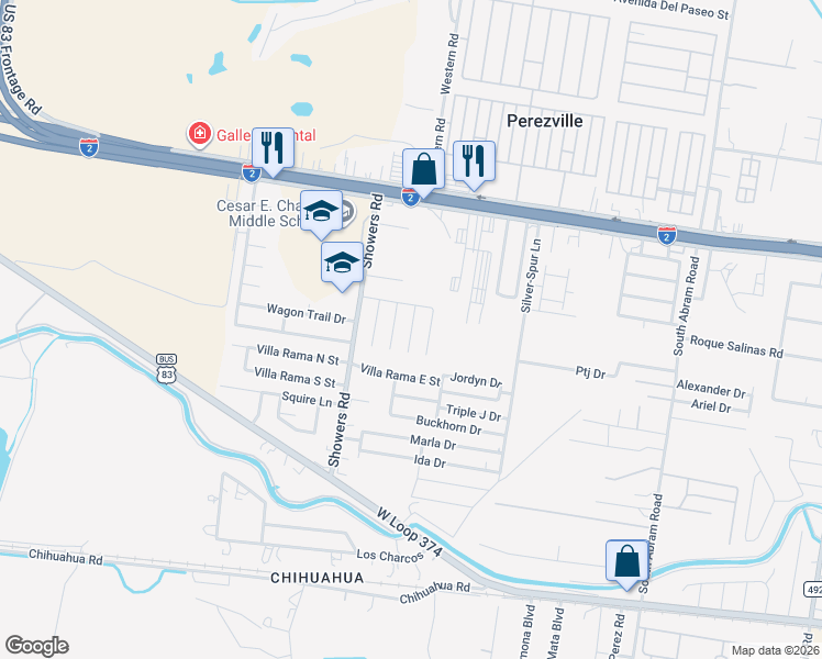 map of restaurants, bars, coffee shops, grocery stores, and more near 615 Claveles Street in Palmview
