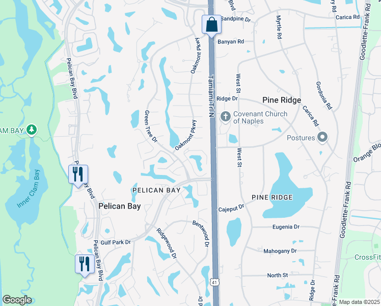 map of restaurants, bars, coffee shops, grocery stores, and more near 836 Tanbark Drive in Naples