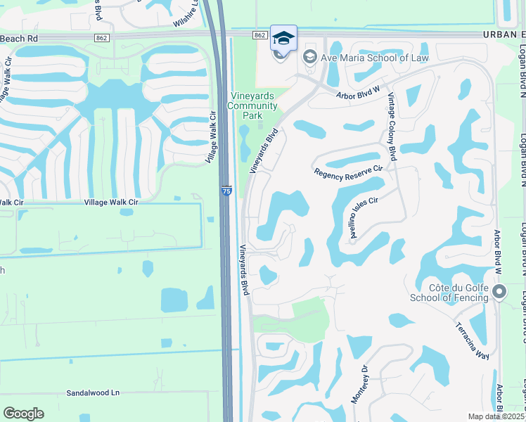 map of restaurants, bars, coffee shops, grocery stores, and more near 673 Vintage Reserve Circle in Naples