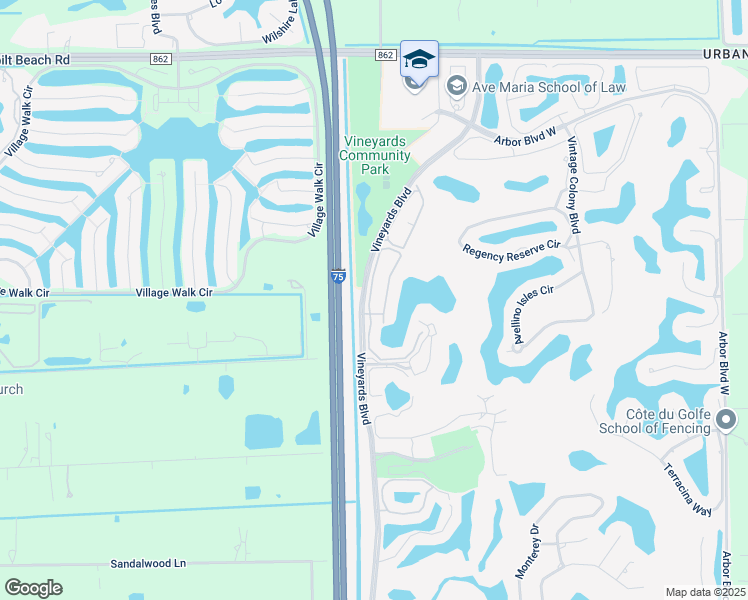 map of restaurants, bars, coffee shops, grocery stores, and more near 634 Vintage Reserve Circle in Naples