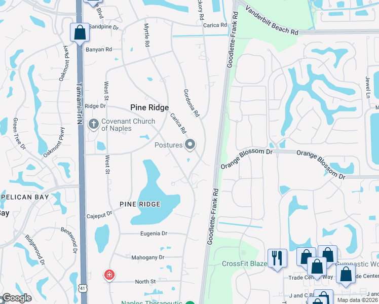 map of restaurants, bars, coffee shops, grocery stores, and more near 469 Carica Road in Naples