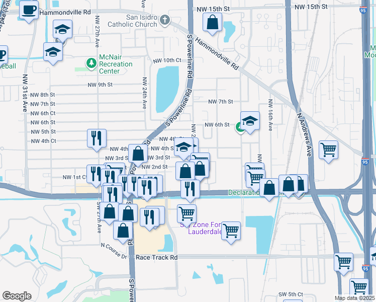map of restaurants, bars, coffee shops, grocery stores, and more near 2137 Northwest 4th Street in Pompano Beach