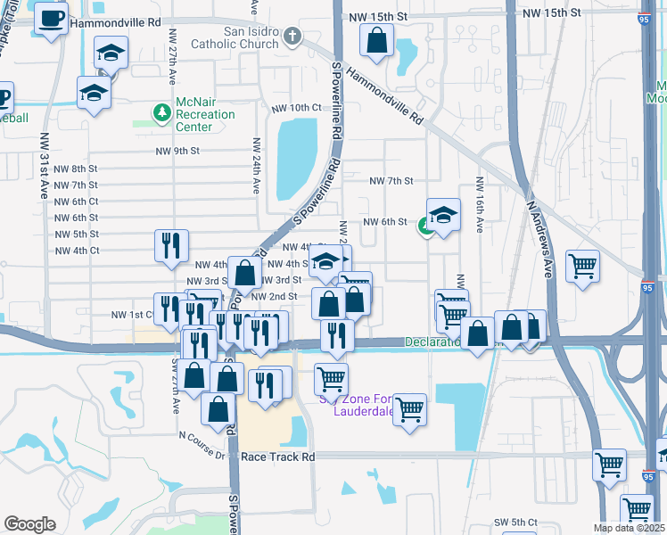 map of restaurants, bars, coffee shops, grocery stores, and more near 2137 Northwest 4th Street in Pompano Beach