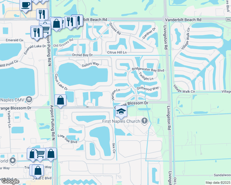map of restaurants, bars, coffee shops, grocery stores, and more near 2880 Citrus Lake Drive in Naples