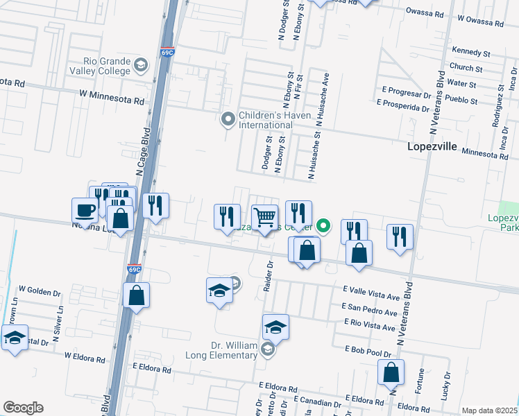 map of restaurants, bars, coffee shops, grocery stores, and more near 4722 North Dogwood Street in Pharr