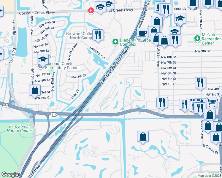 map of restaurants, bars, coffee shops, grocery stores, and more near 3505 West Atlantic Boulevard in Pompano Beach