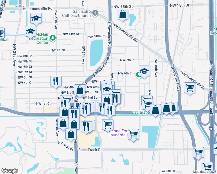 map of restaurants, bars, coffee shops, grocery stores, and more near 2137 Northwest 4th Street in Pompano Beach