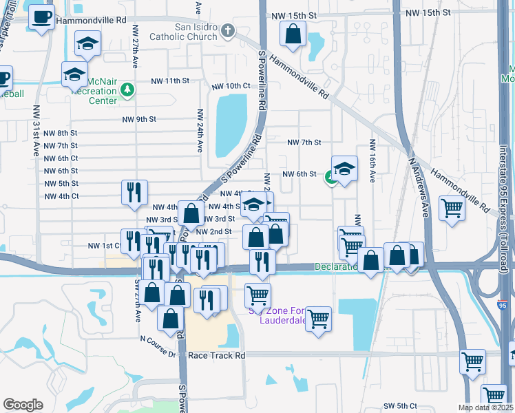 map of restaurants, bars, coffee shops, grocery stores, and more near 2137 Northwest 4th Street in Pompano Beach