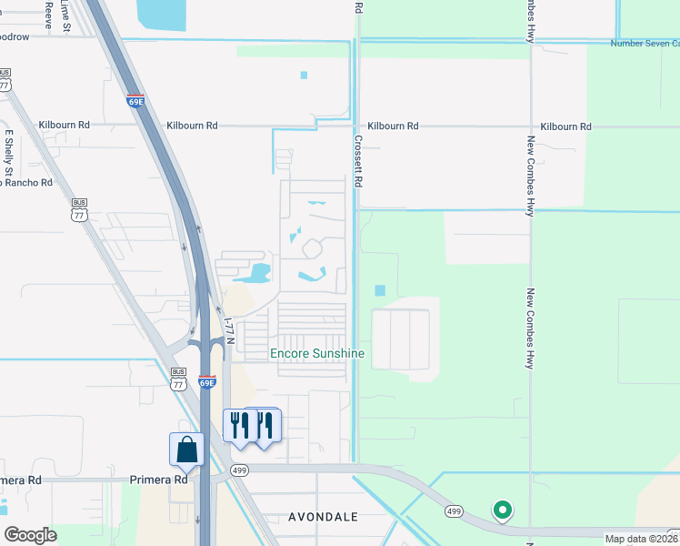 map of restaurants, bars, coffee shops, grocery stores, and more near 4141 Missouri Street in Harlingen