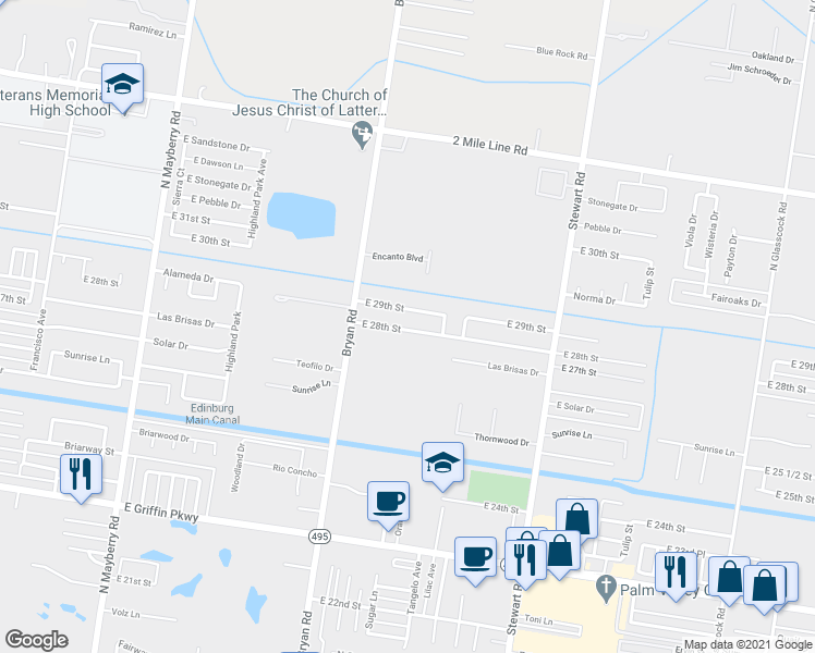 map of restaurants, bars, coffee shops, grocery stores, and more near 1301 East 28th Street in Mission