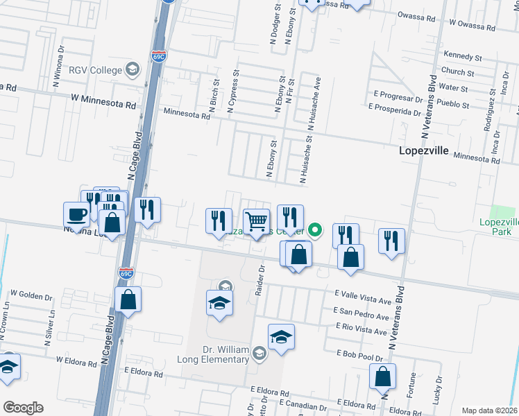 map of restaurants, bars, coffee shops, grocery stores, and more near 4728 North Dogwood Street in Pharr