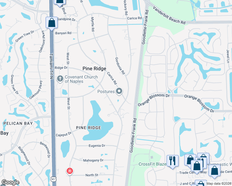 map of restaurants, bars, coffee shops, grocery stores, and more near 469 Carica Road in Naples