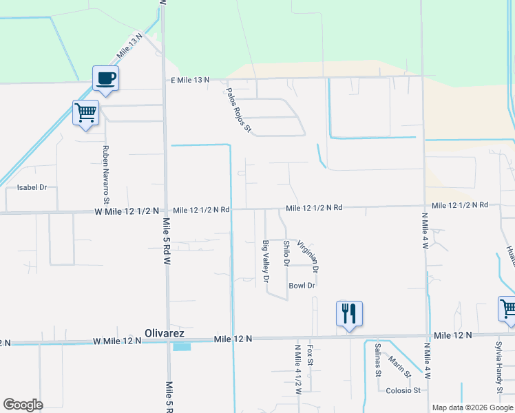 map of restaurants, bars, coffee shops, grocery stores, and more near 8021 Big Valley Drive in Weslaco