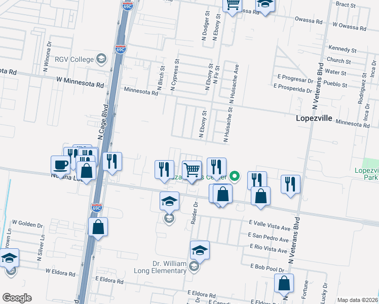 map of restaurants, bars, coffee shops, grocery stores, and more near 4728 North Dogwood Street in Pharr